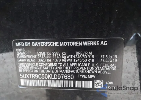 2019 BMW X3 xDrive30I z USA, uszkodzony, nr VIN 5UXTR9C50KLD97680